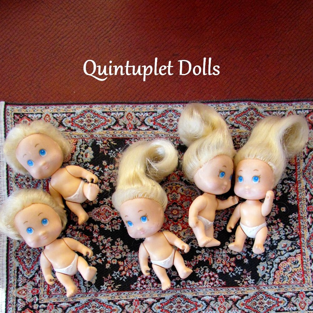 QUINTUPLET BABY DOLLS: 3 GIRLS, 2 BOYS, TYCO 1990 VINTAGE CUTIES